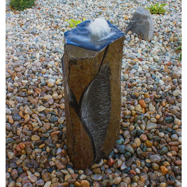 Real Stone Fountains ABBC925 Basalt Fountain Kit - Special Carving Swirl Cut Fountain Blue Thumb